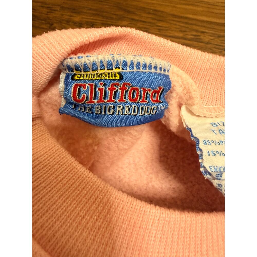Vintage 90s Clifford The Big Red Dog Pink Sweatshirt Toddler Girls 4T - Picture 5 of 5